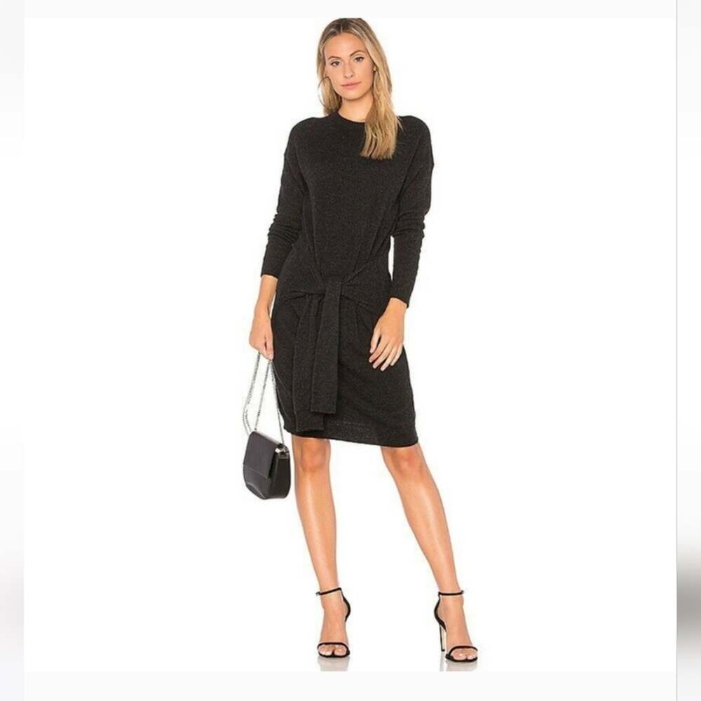 VINCE tie waist long sleeve wool & cashmere knee length dress size L